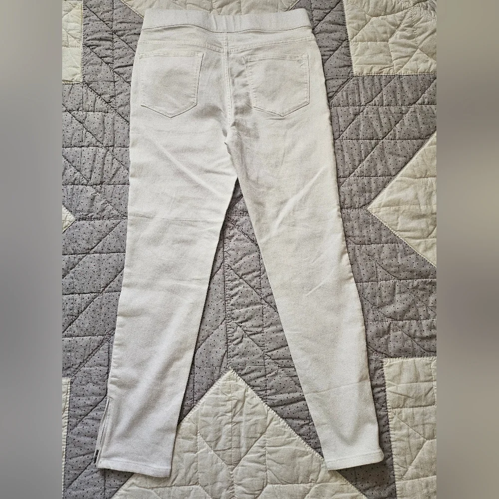 Martha Stewart Denim Ankle Jeans W/ Zipper Cuff White Pull-on Stretch - Picture 2 of 10